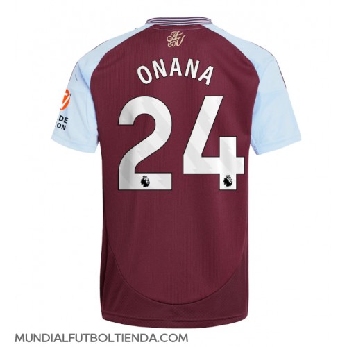 Camiseta Aston Villa Amadou Onana #24 Primera Equipación Replica 2024-25 mangas cortas